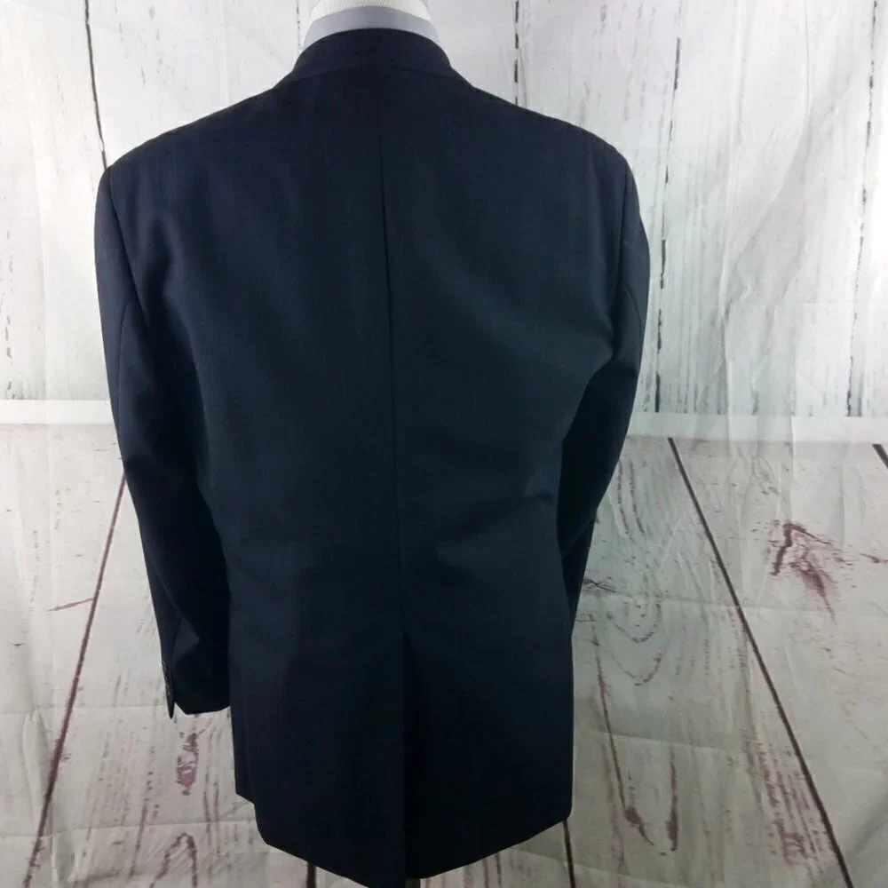 Chaps Ralph Lauren 42R Wool 3 Button Deep Blue Striped Suit Blazer Jacket